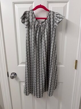 DDS Pink Gray Geo Swing Dress